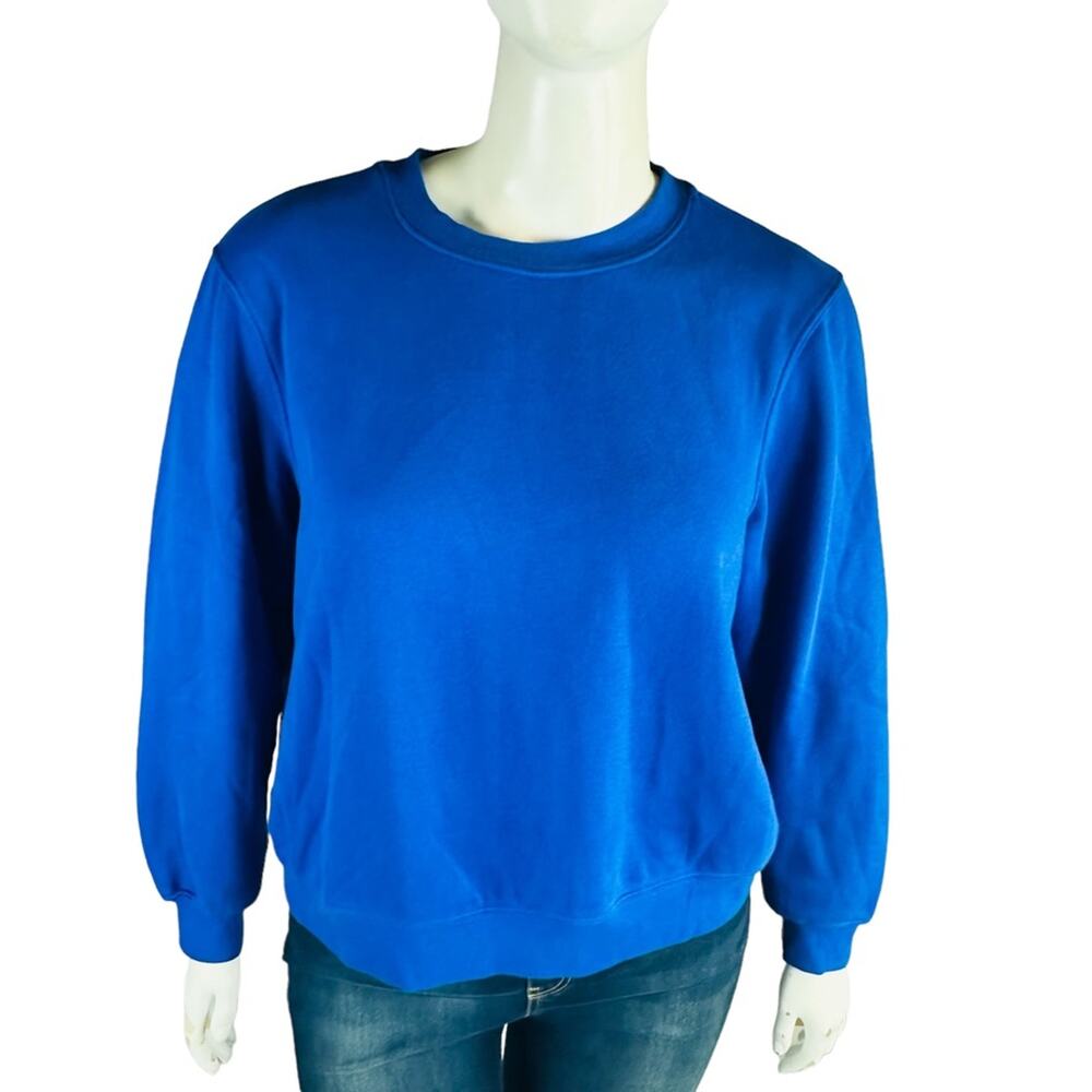 Fabletics Womans Sz 1X Plus Sweater Crewneck Long Sleeve Blue‎ Stretch